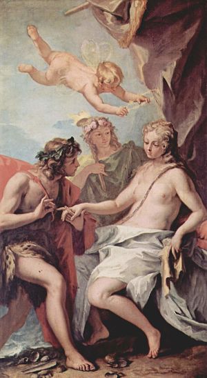 Dionisio, dios del vino, y Ariadna