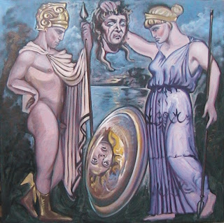 Perseo entrega la cabeza de Medusa a Atenea